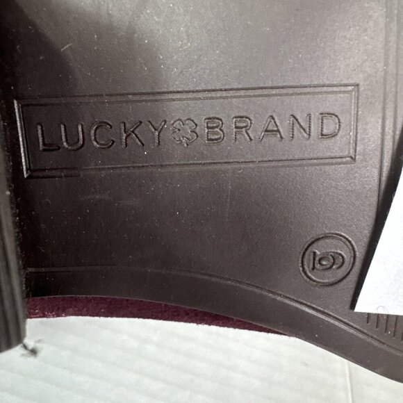 Lucky Brand Women's 6 Ankle Bootie Boot Suede Leather Western Cherry New/Sample - Picture 3 of 14